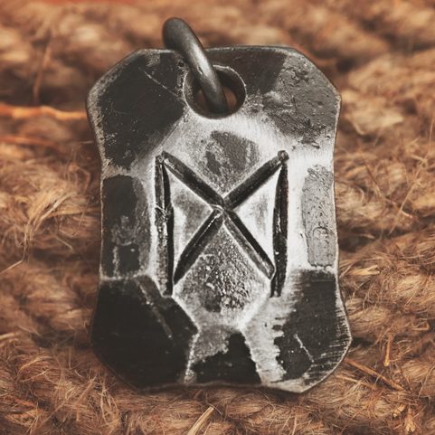 DAGAZ, FORGED IRON RUNE PENDANT