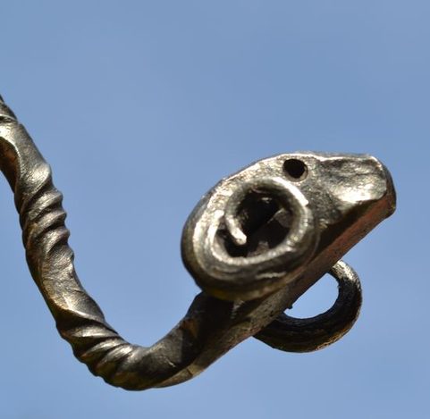 RAM'S HEAD, HAND-FORGED IRON CELTIC TORQUES