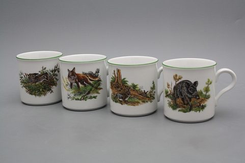 WILDLIFE, MUGS, CARLSBAD PORCELAIN - SET OF 4 X