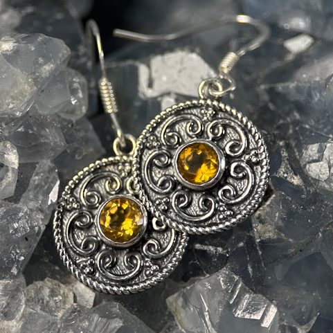NATURA, SILVER EARRINGS, CITRINE , AG 925/1000