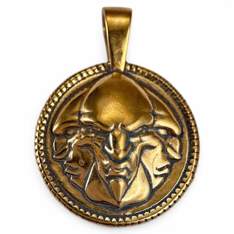 TRIGLAV SLAVIC GOD, BRONZE PENDANT