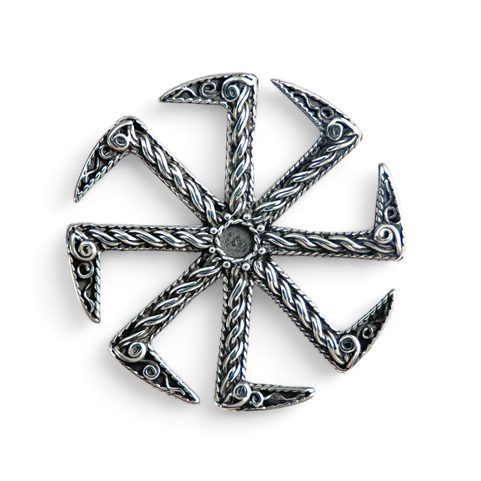 KOLOVRAT, SLAWISCHES SYMBOL DER SONNE, ANHÄNGER, SILBER 925