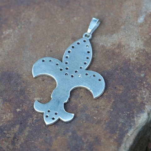 FLEUR DE LIS, LUXURY SILVER PEDNANT WITH RUBIES AG 925