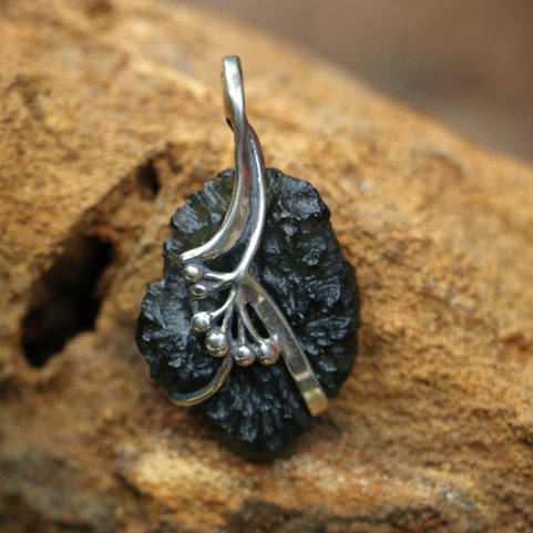 LADA MOLDAVITE SILVER PENDANT