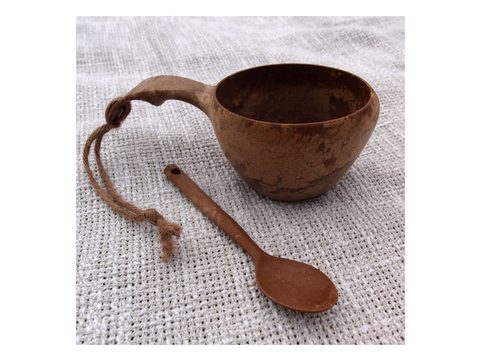 KUPILKA KUKSA 210 ML + SPOON - ORIGINAL (BROWN)