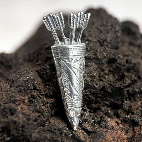 QUIVER, ARCHERY PENDANT, SILVER