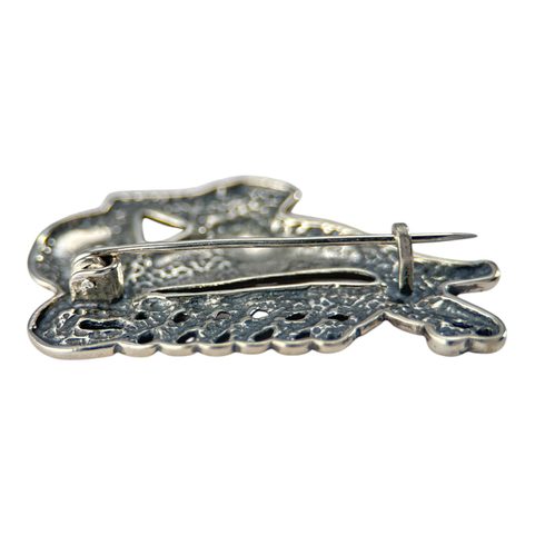 SCYTHIAN STAG BROOCH, STERLING SILVER