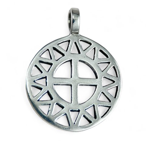 SUN AND CROSS, SILVER PENDANT