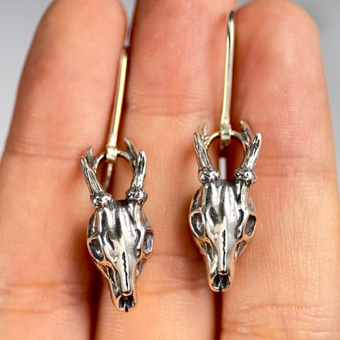 CERF - CRÂNE, BOUCLES D'OREILLES ARGENT