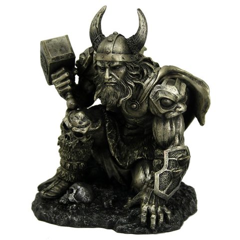 METALLIC NORSE GOD THUNDER OF THOR FIGURINE