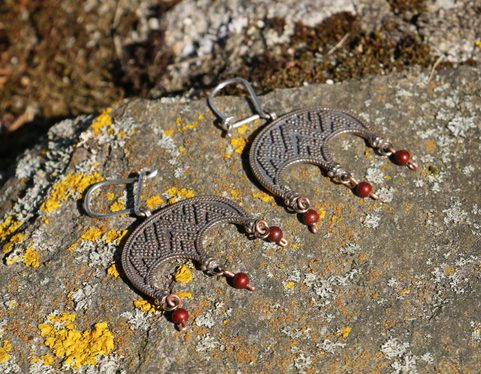 LUDMILA, EARRINGS, BRONZE, RED