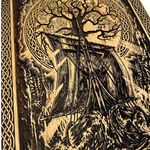 VIKING DRAKKAR, WALL DECORATION, WOOD 32X46CM