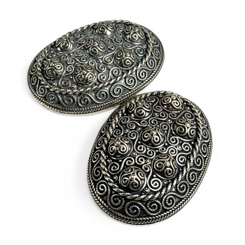 VIKING TURTLE BROOCH, HEDEBY, SILVER - PAIR