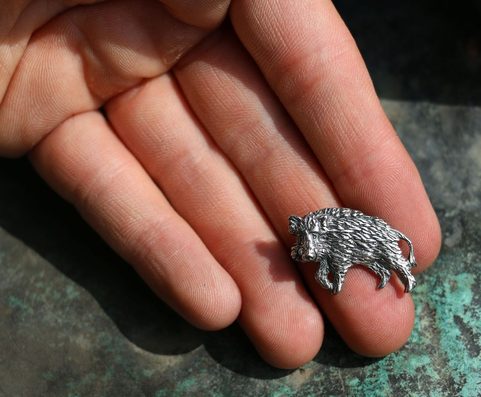 WILD BOAR, STERLING SILVER PENDANT
