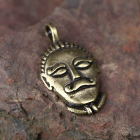 CELTIC HEAD, MSECKE ZEHROVICE, BOHEMIA, ZINC PENDANT, ANTIQUE BRASS
