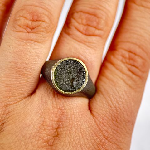 THEODORICUS SILVER MOLDAVITE RING