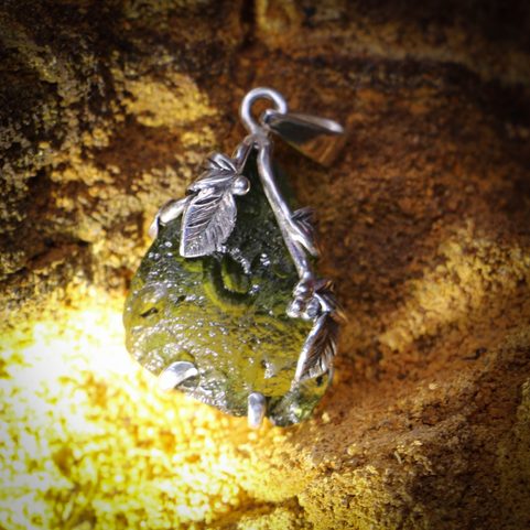 GABRETA MOLDAVITE SILVER PENDANT