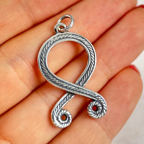 TROLL CROSS, ODAL RUNE, PENDANT, STERLING SILVER