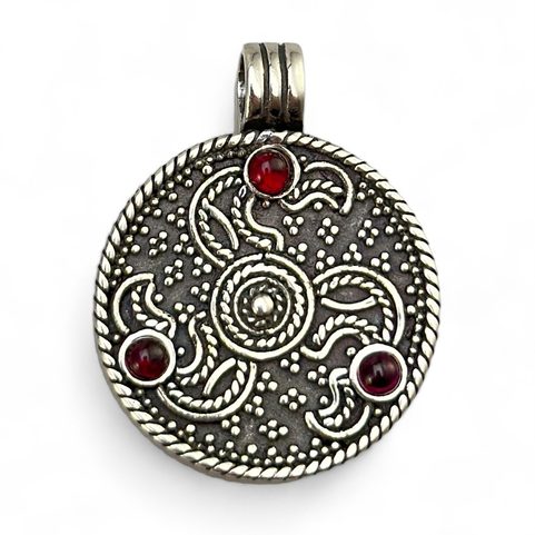 EAGLE HEADS, TRISKELE, ANGLO-SAXON PENDANT, STERLING SILVER
