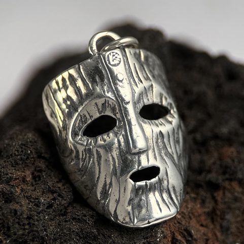 MASQUE DE CHAMAN, PENDENTIF EN ARGENT 925/1000