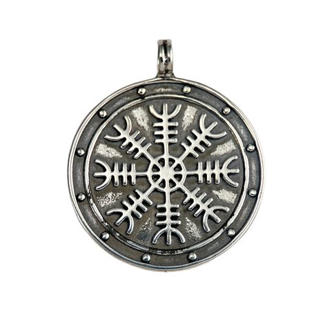 AEGISHJALMUR, HELM OF AWE, MAGICAL RUNE MEDALLION, SILVER