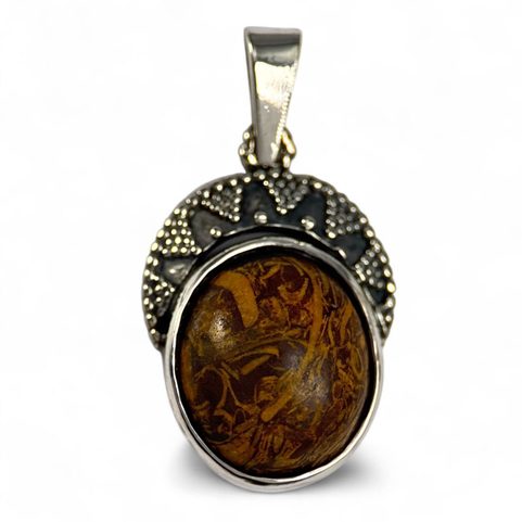 LUNULA, SNAKE JASPER, SILVER PENDANT, AG 925/1000