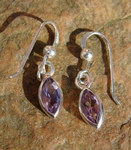 AMETHYST TEARS, SILVER EARRINGS, AG 925