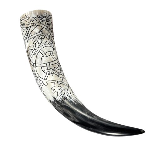 RINGERIKE - DRAGON, CARVED DRINKING HORN
