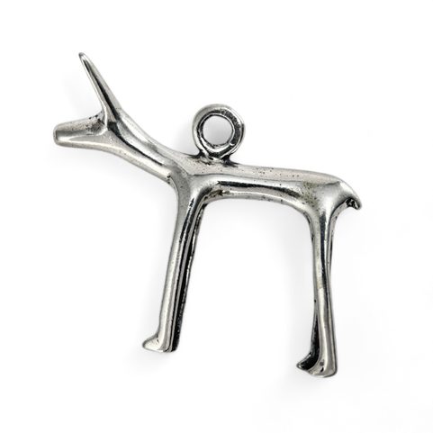 CELTIC DOG OR DOE, OPPDIUM STARE HRADISKO, MORAVIA, REPLICA, SILVER 925