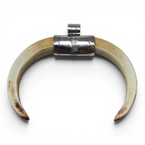 COLLIER DE CHEF VIKING AVEC DÉFENSE DE SANGLIER, ARGENT 925, 17 G