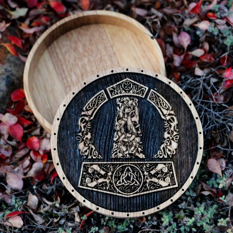 MJÖLNIR, VIKING  OAK BOX FOR JEWELRY, BRACELETS