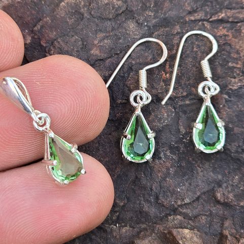 HIBERNIA, SILVER JEWELRY SET, GLASS, AG 925