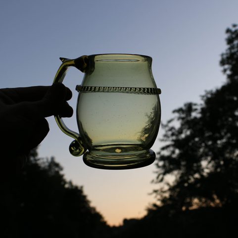 PINT, HISTORICAL GREEN FOREST GLASS