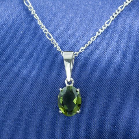 OVAL, MOLDAVITE PENDANT, SILVER 925
