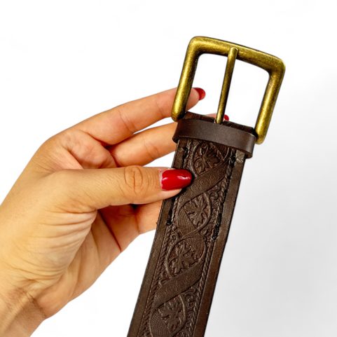 FLEUR MEDIEVAL MOTIF, LEATHER BELT