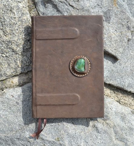 BOOKBINDING IN LEATHER, WITH SEMI-PRECIOUS STONE