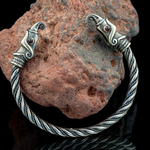 HUGINN AND MUNINN, VIKING BRACELET, SILVER