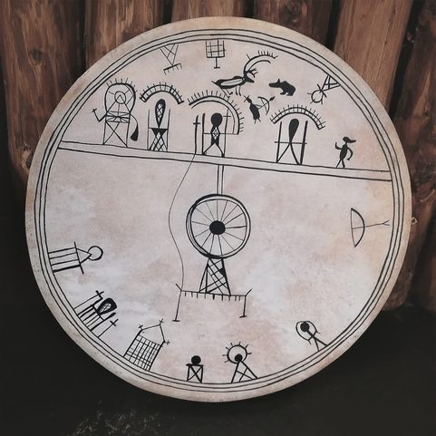 TAMBOUR TRADITIONNEL - PEINTURES SAMI - 40 CM