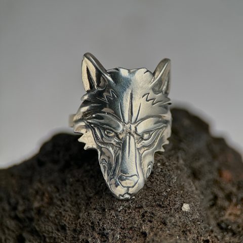 WOLF HEAD, WOLF, SILVER 925 RING