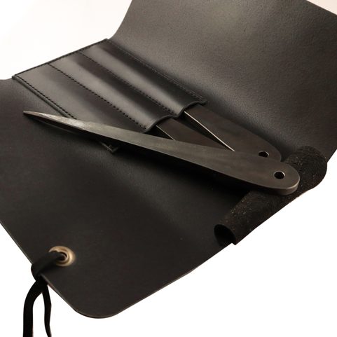 LEATHER SHEATH FOR THROWING KNIVES, BLACK