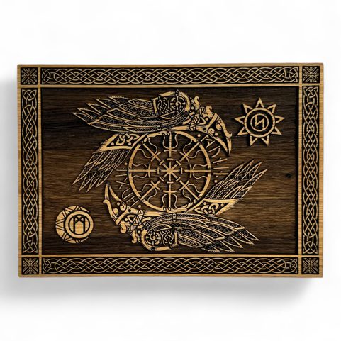 HUGINN AND MUNINN II - WOODEN WALL PICTURE 21X30CM