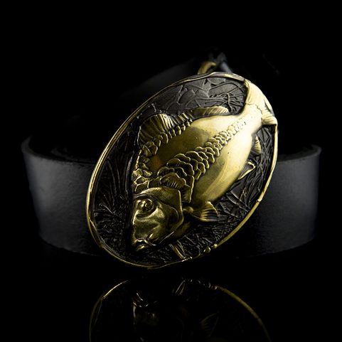 CARP, BELT BUCKLE, BRASS