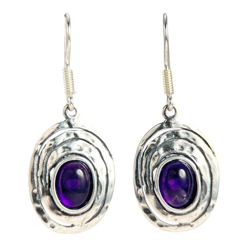 FOREST WELL, STERLING SILVER EARRINGS, AMETHYST