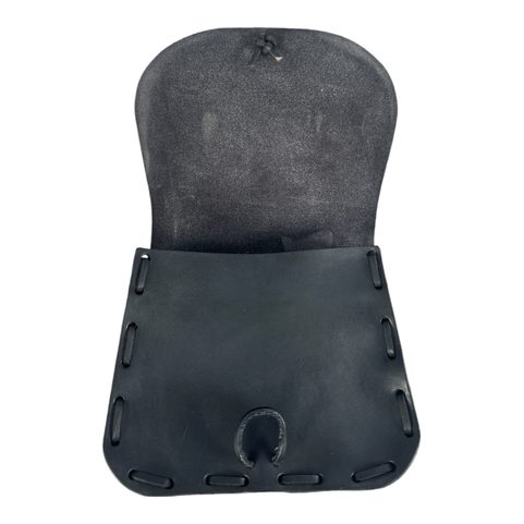 LEATHER HISTORICAL BELT BAG, ANTLER, BLACK