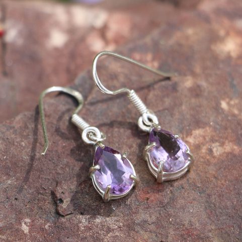 SINOPE SILVER EARRINGS, AMETHYST