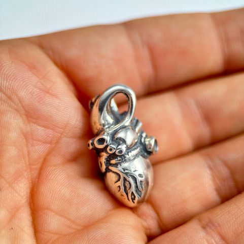 COEUR ANATOMIQUE, PENDENTIF, ARGENT 925