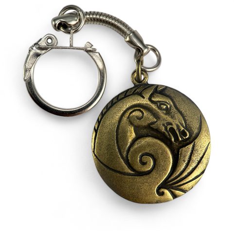 PORTE-CLÉS CHEVAL CELTIQUE, ZINC ET LAITON