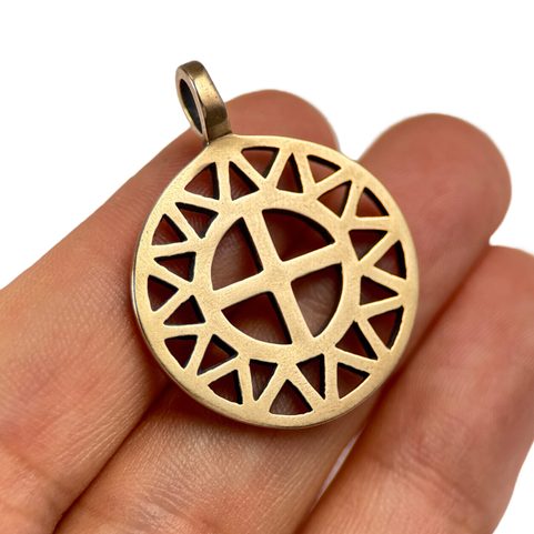 SUN AND CROSS, BRONZE PENDANT