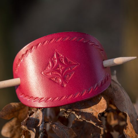 NAPOLI, LEATHER HAIR CLIP, RED