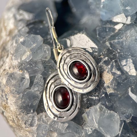 AGARA, OHRRINGE, SILBER 925, GRANAT